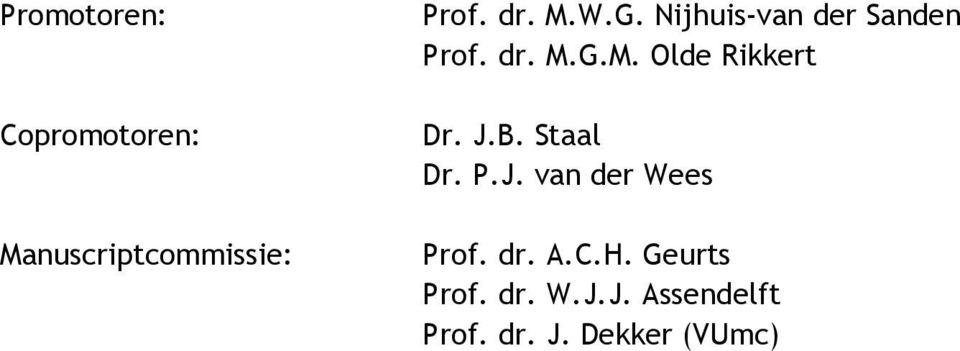 J.B. Staal Dr. P.J. van der Wees Prof. dr. A.C.H.