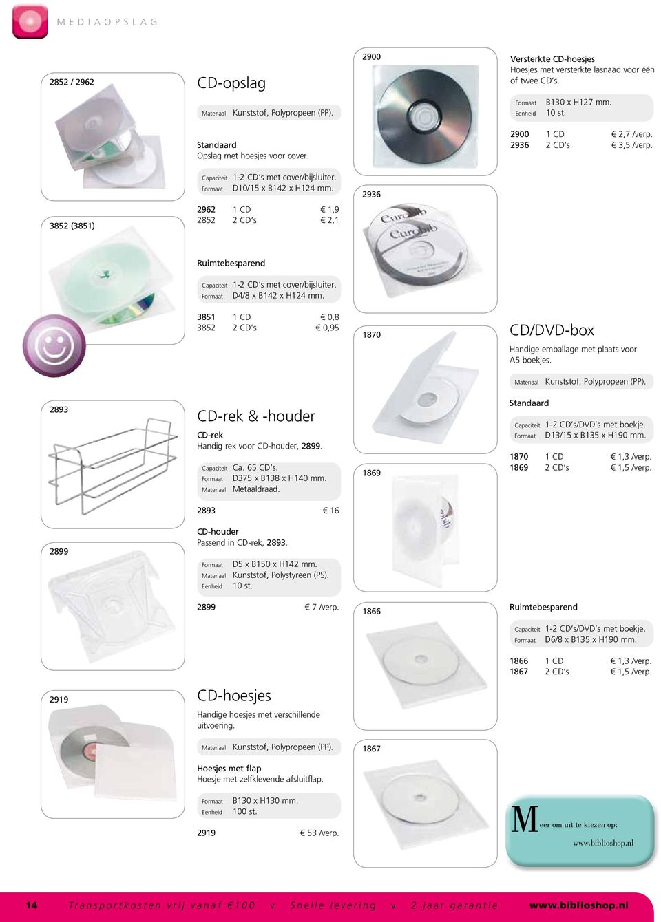 2936 3852 (3851) 2962 1 CD 1,9 2852 2 CD s 2,1 Ruimtebesparend Capaciteit 1-2 CD s met cover/bijsluiter. D4/8 x B142 x H124 mm.