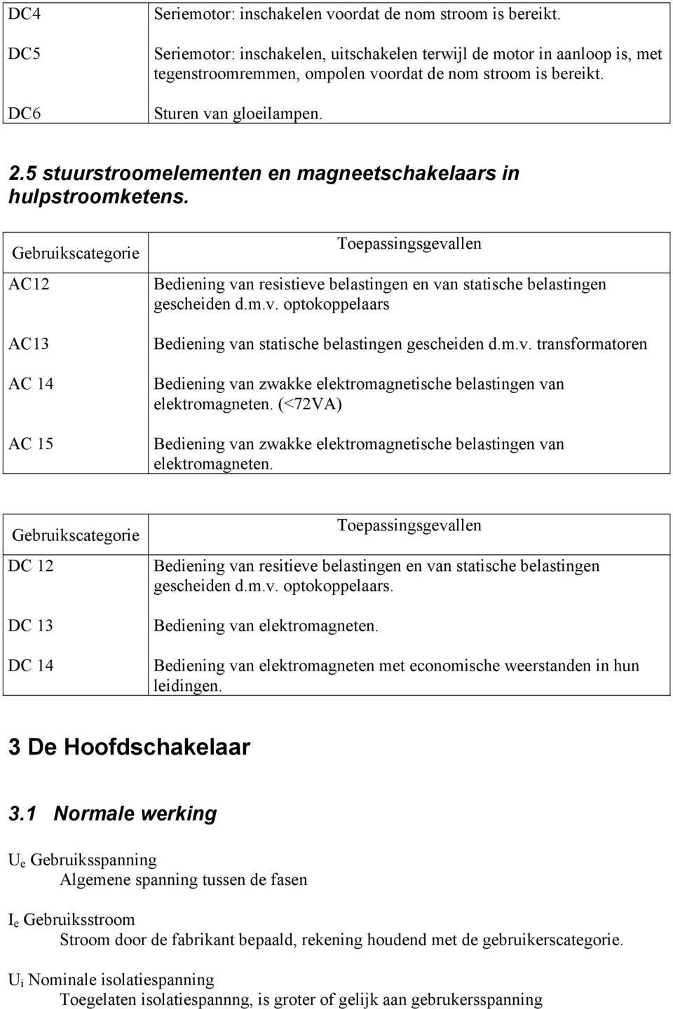 5 stuurstroomelementen en magneetschakelaars in hulpstroomketens.