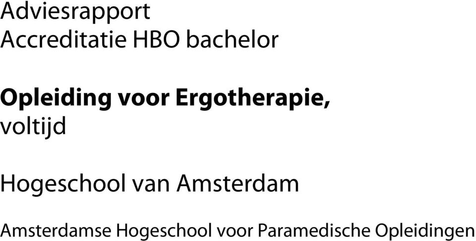 voltijd Hogeschool van Amsterdam