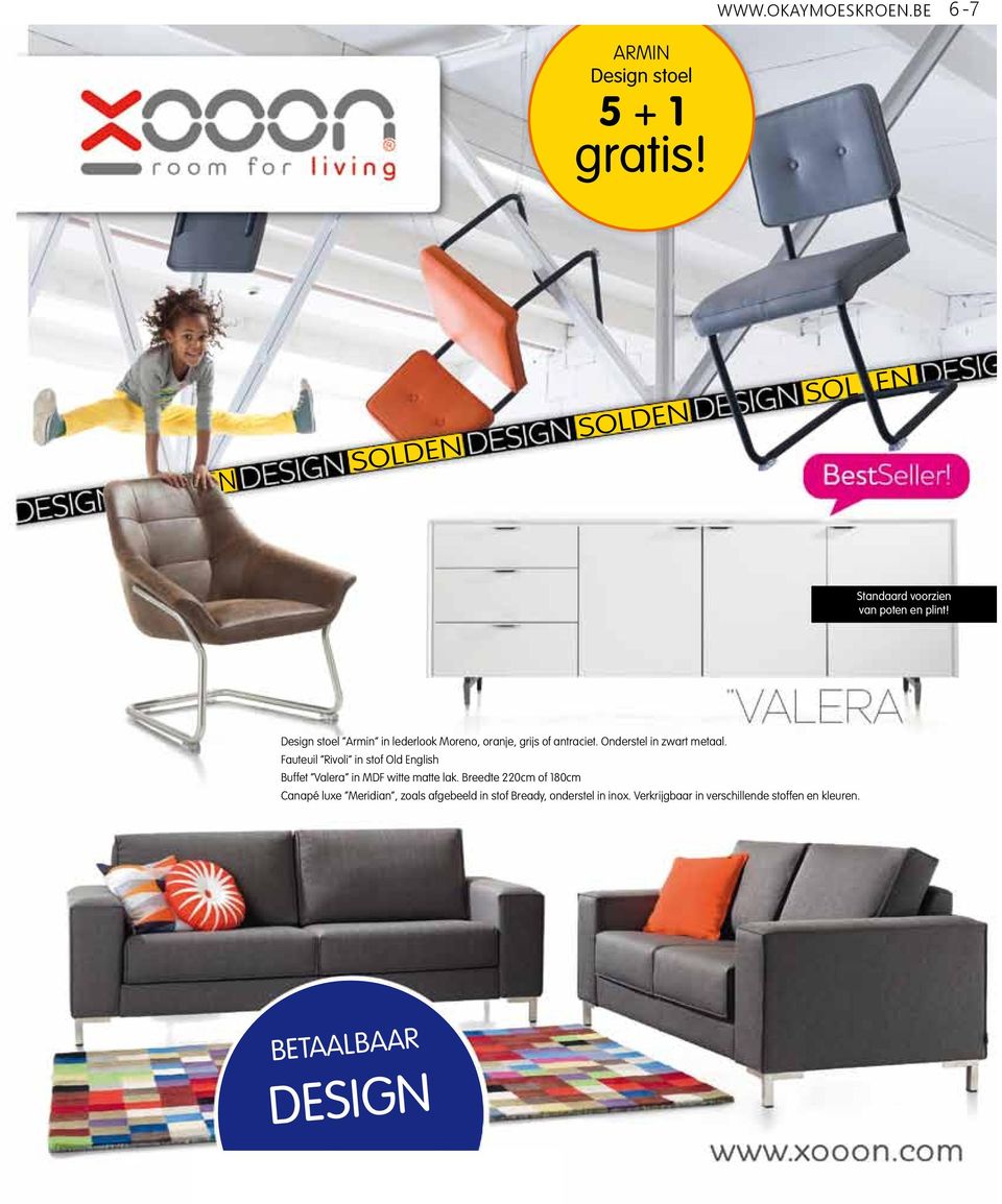 Design stoel Armin in lederlook Moreno, oranje, grijs of antraciet. Onderstel in zwart metaal.