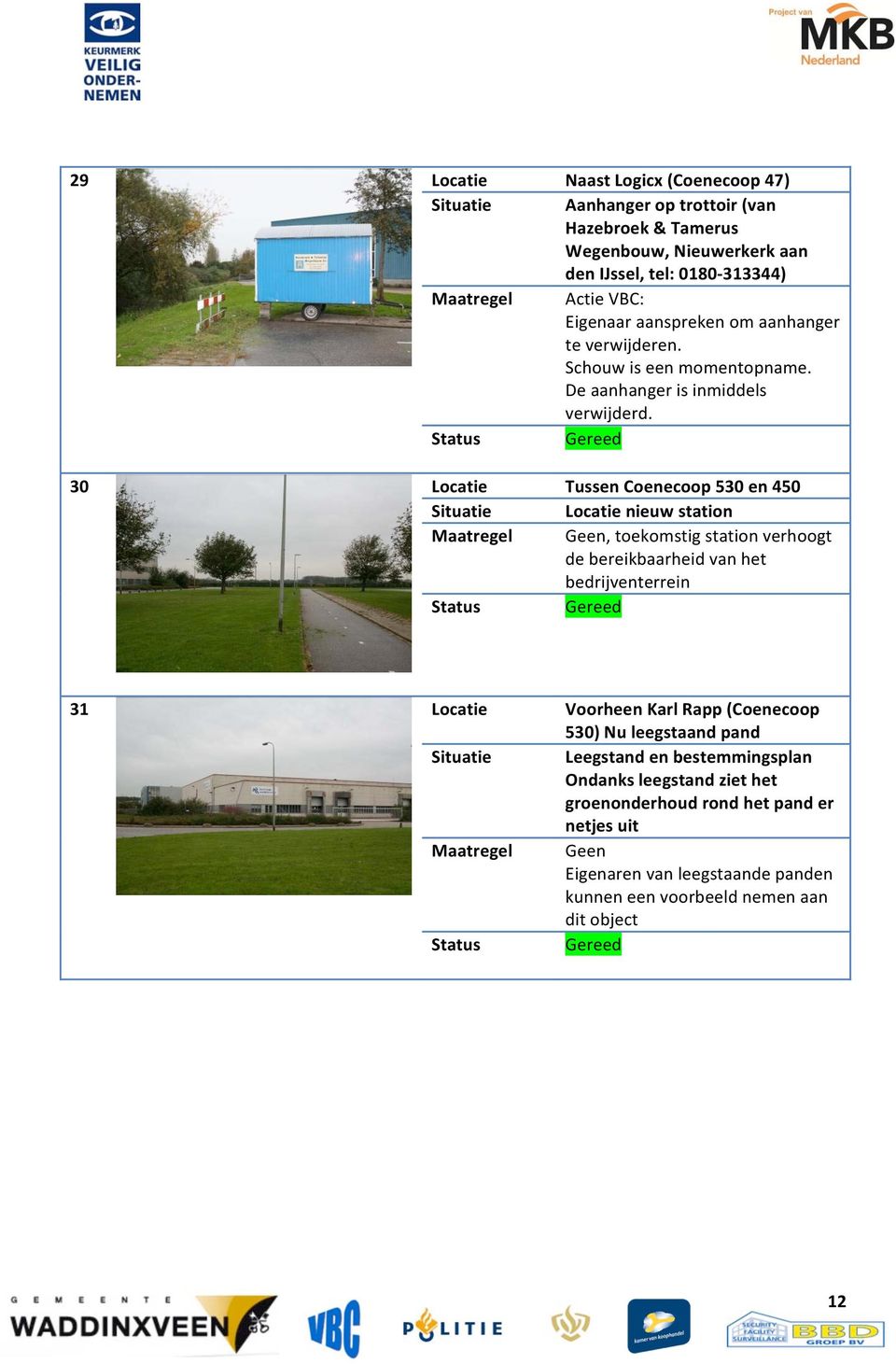 Status Gereed 30 Locatie Tussen Coenecoop 530 en 450 Situatie Locatie nieuw station Maatregel Geen, toekomstig station verhoogt de bereikbaarheid van het bedrijventerrein Status