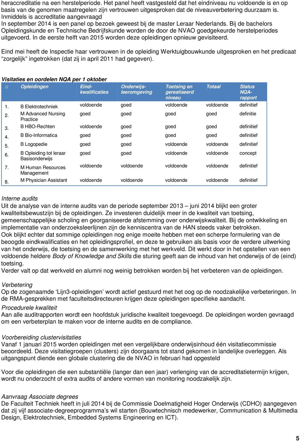 Inmiddels is accreditatie aangevraagd In september 2014 is een panel op bezoek geweest bij de master Leraar Nederlands.