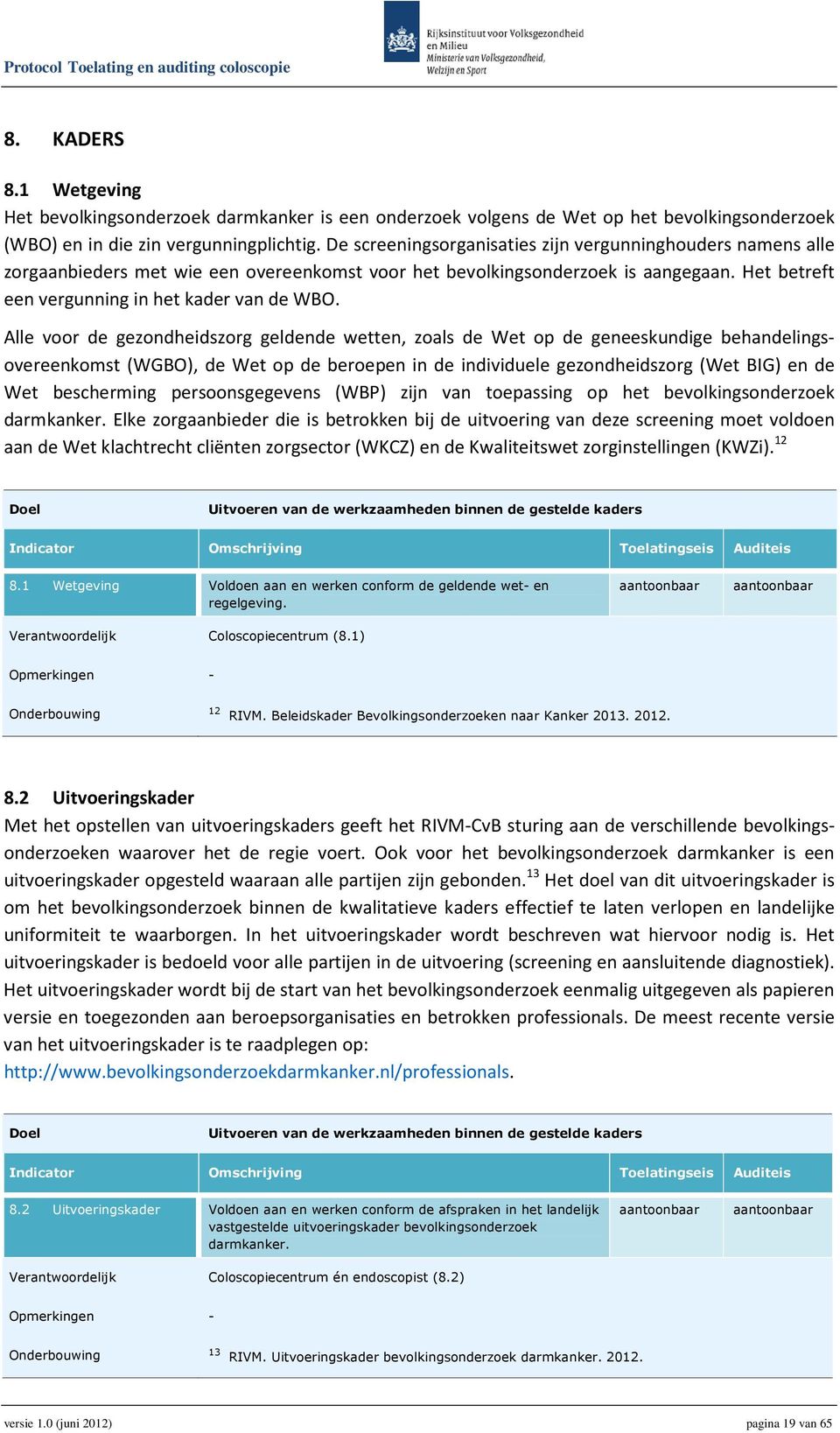 Alle voor de gezondheidszorg geldende wetten, zoals de Wet op de geneeskundige behandelingsovereenkomst (WGBO), de Wet op de beroepen in de individuele gezondheidszorg (Wet BIG) en de Wet bescherming