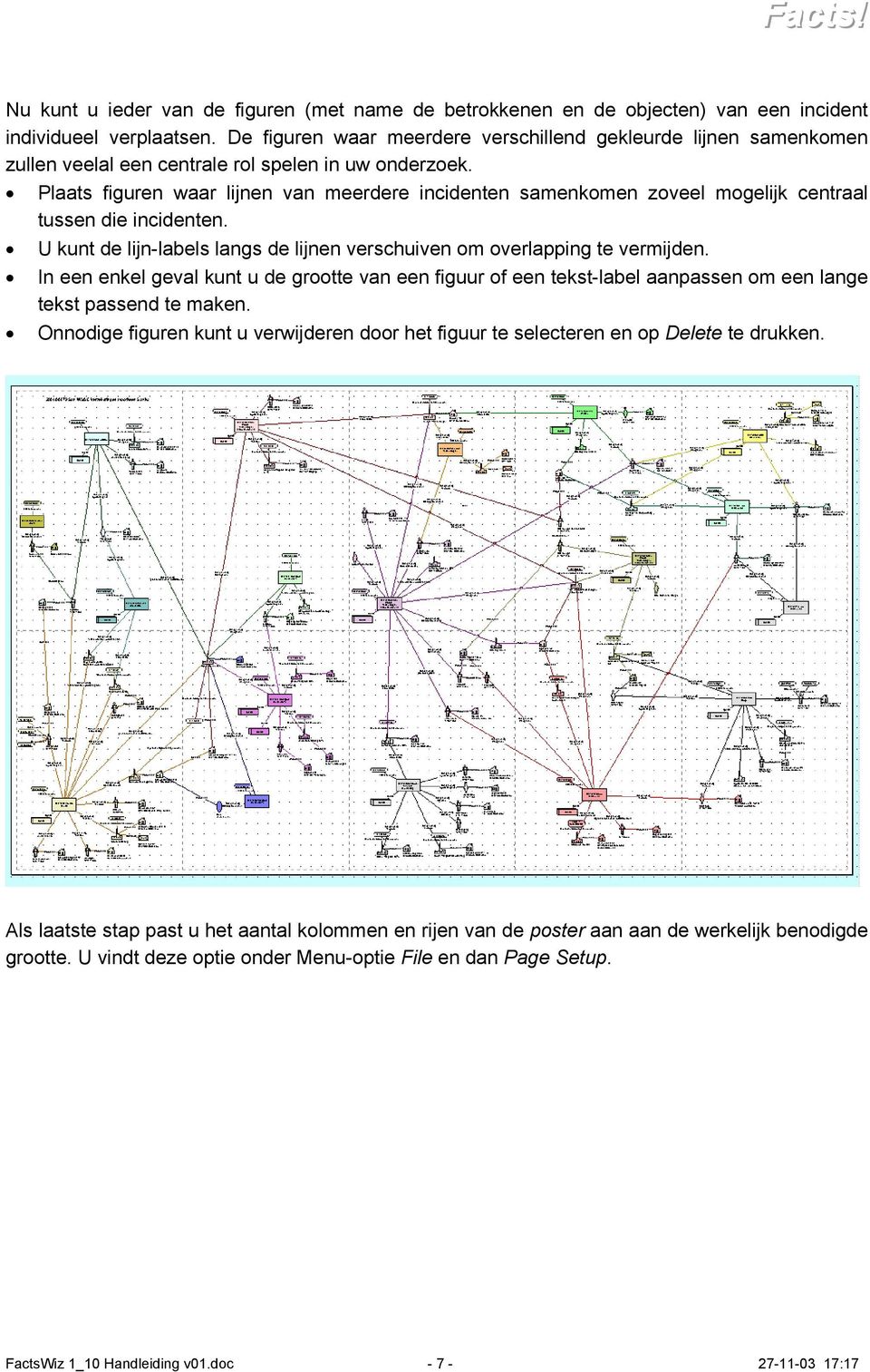 Plaats figuren waar lijnen van meerdere incidenten samenkomen zoveel mogelijk centraal tussen die incidenten. U kunt de lijn-labels langs de lijnen verschuiven om overlapping te vermijden.