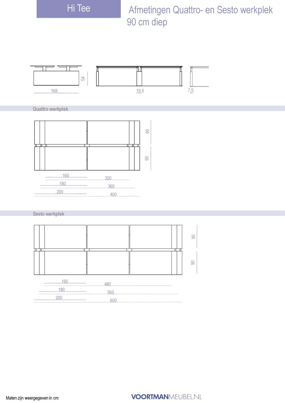 180 200 320 360 400 Sesto werkplek 90 90 160
