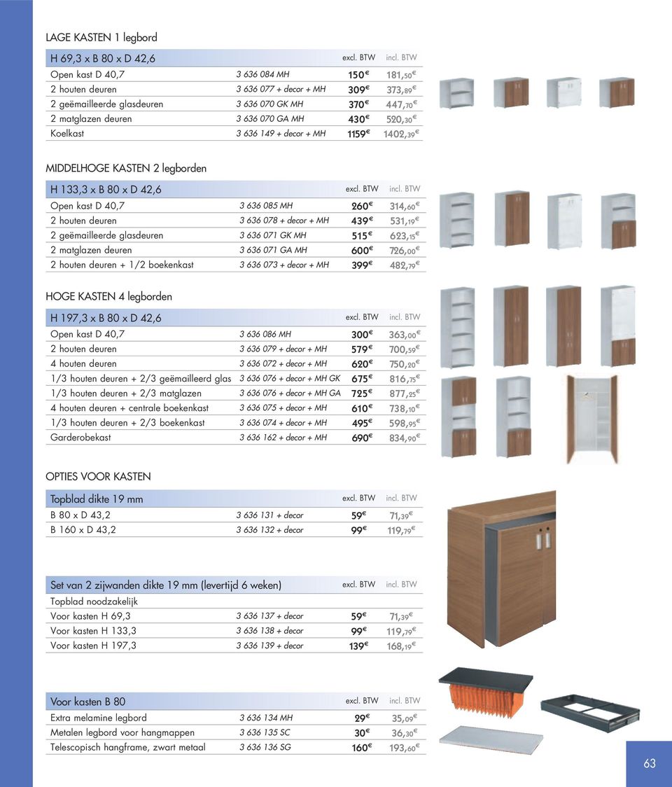 g 520,30 g Koelkast 3 636 149 + decor + MH 1159 g 1402,39 g MIDDELHOGE KASTEN 2 legborden H 133,3 x B 80 x D 42,6 excl. BTW incl.