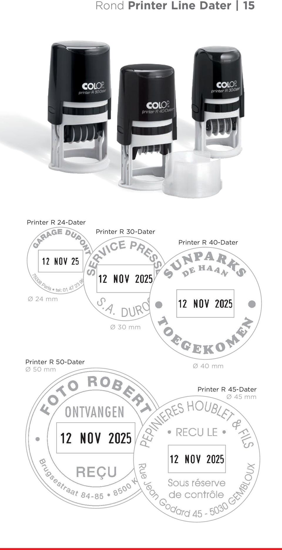 40-Dater Ø 24 mm Ø 30 mm Printer R