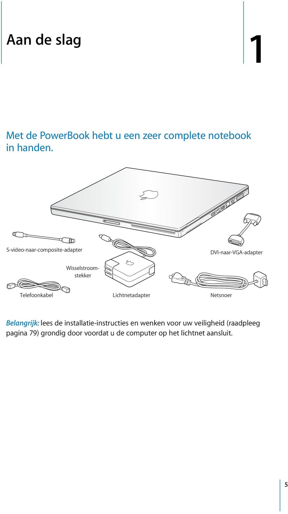 Lichtnetadapter Netsnoer Belangrijk: lees de installatie-instructies en wenken voor uw