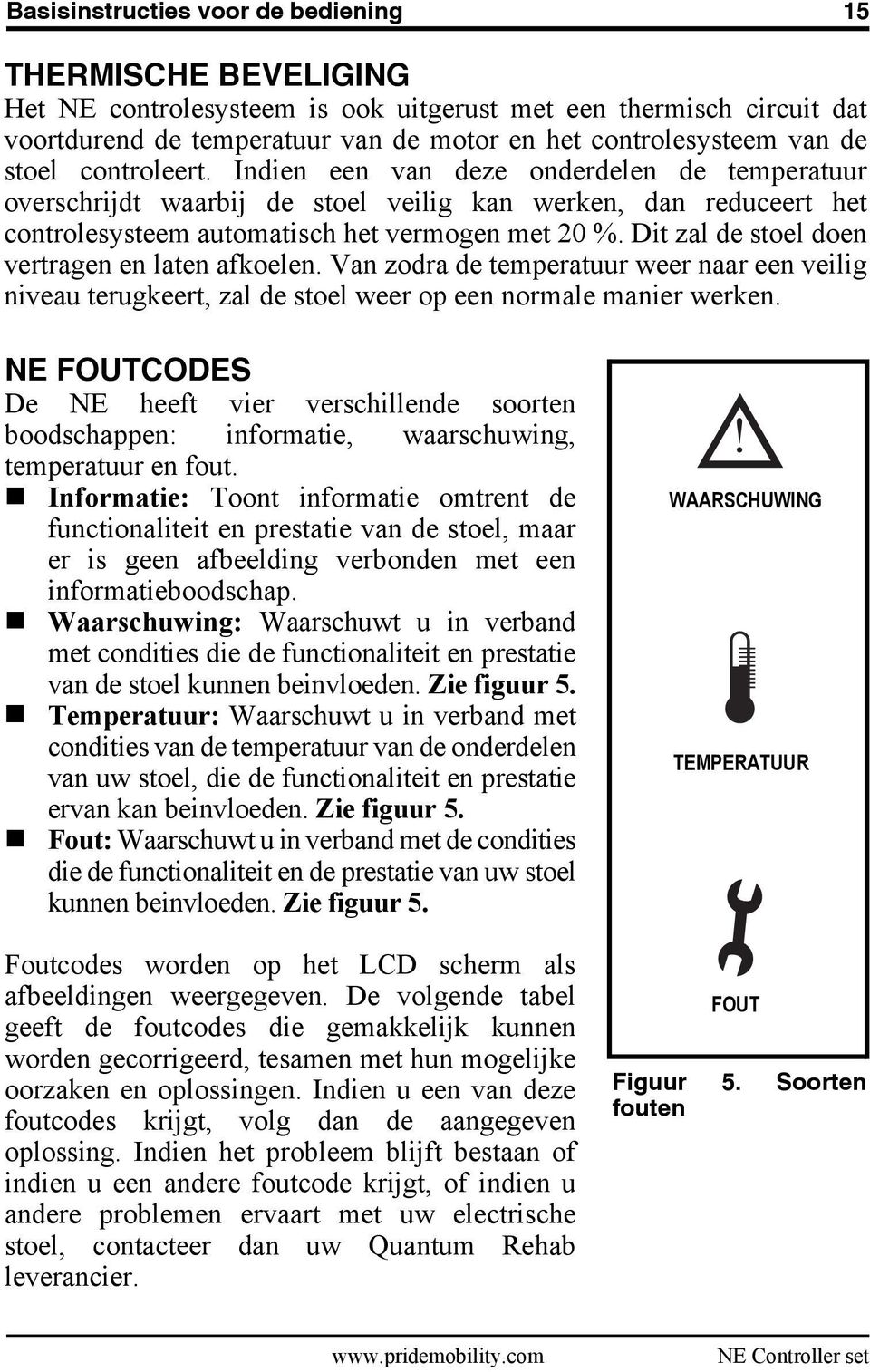 Dit zal de stoel doen vertragen en laten afkoelen. Van zodra de temperatuur weer naar een veilig niveau terugkeert, zal de stoel weer op een normale manier werken.