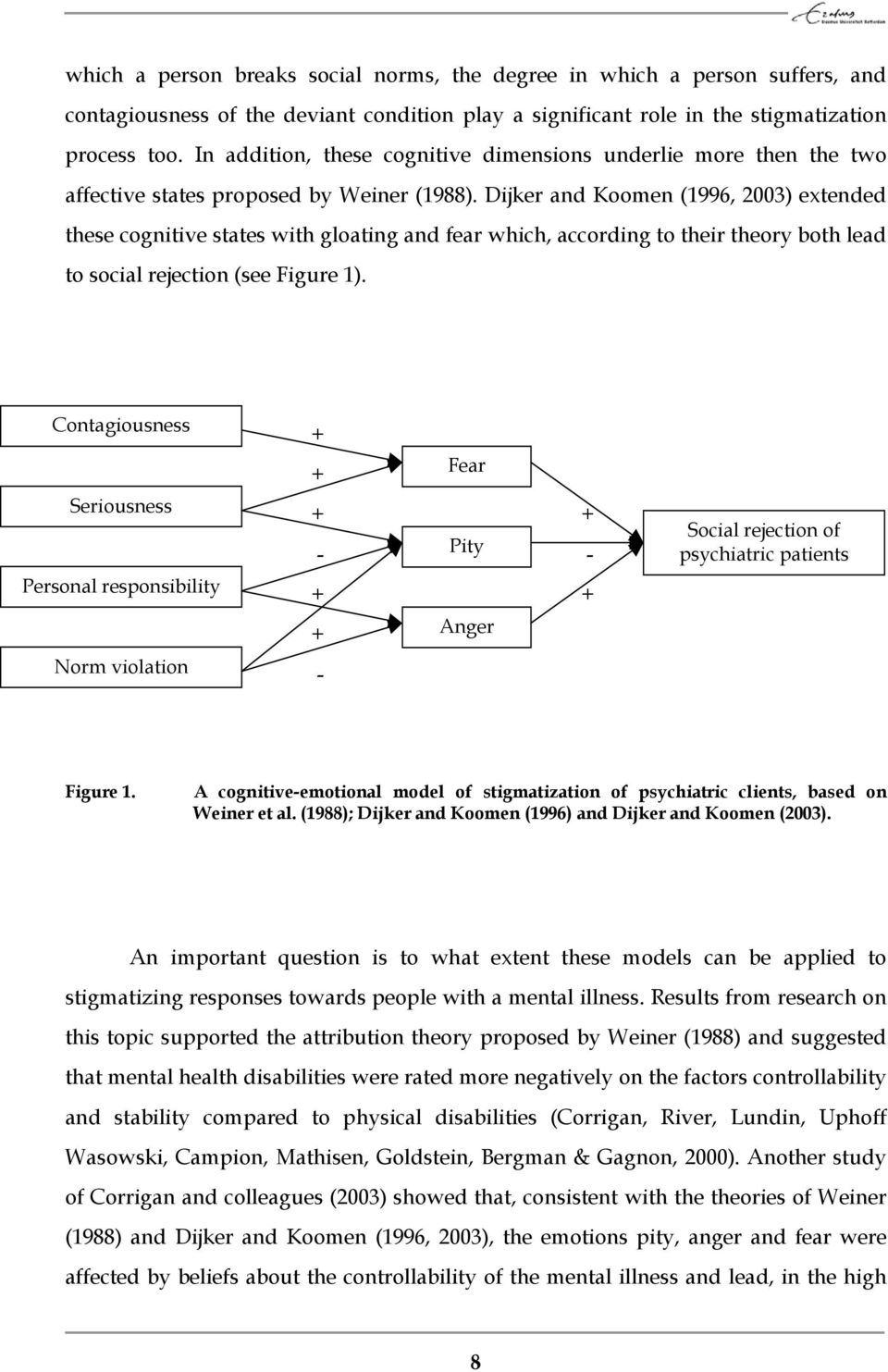 Dijker and Koomen (1996, 2003) extended these cognitive states with gloating and fear which, according to their theory both lead to social rejection (see Figure 1).