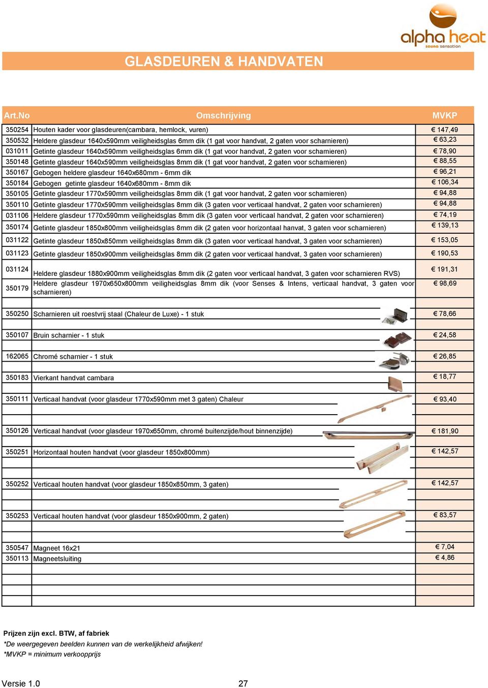 63,23 031011 Getinte glasdeur 1640x590mm veiligheidsglas 6mm dik (1 gat voor handvat, 2 gaten voor scharnieren) 78,90 350148 Getinte glasdeur 1640x590mm veiligheidsglas 8mm dik (1 gat voor handvat, 2