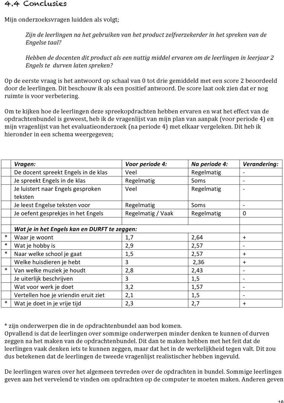 Op de eerste vraag is het antwoord op schaal van 0 tot drie gemiddeld met een score 2 beoordeeld door de leerlingen. Dit beschouw ik als een positief antwoord.