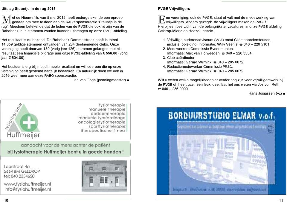 De Rabobank Dommelstreek heeft in totaal 14.859 geldige stemmen ontvangen van 234 deelnemende clubs.