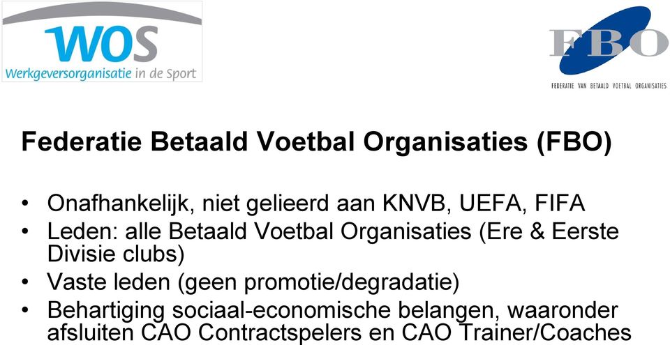 Divisie clubs) Vaste leden (geen promotie/degradatie) Behartiging