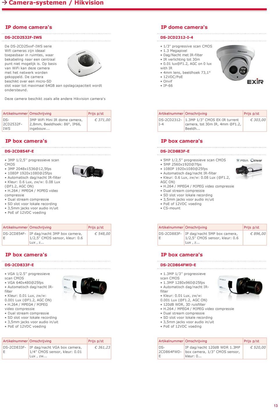 2, GC on 0 lux 4mm lens, beeldhoek 73,1 Deze camera beschikt zoals alle andere Hikvision camera's 2CD2532F IWS 3MP WiFi Mini IR dome camera, 2,8mm, Beeldhoek: 86, IP66, ingebouw... 371,00 2CD2312 I 4 1.