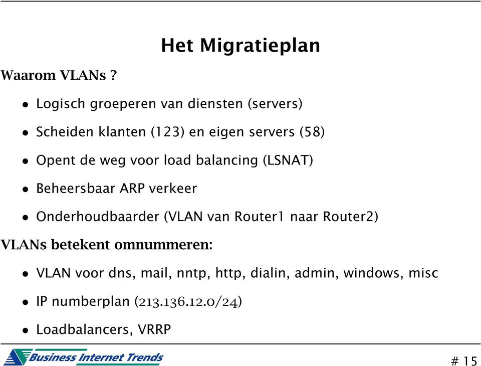 de weg voor load balancing (LSNAT) Beheersbaar ARP verkeer Onderhoudbaarder (VLAN van Router1