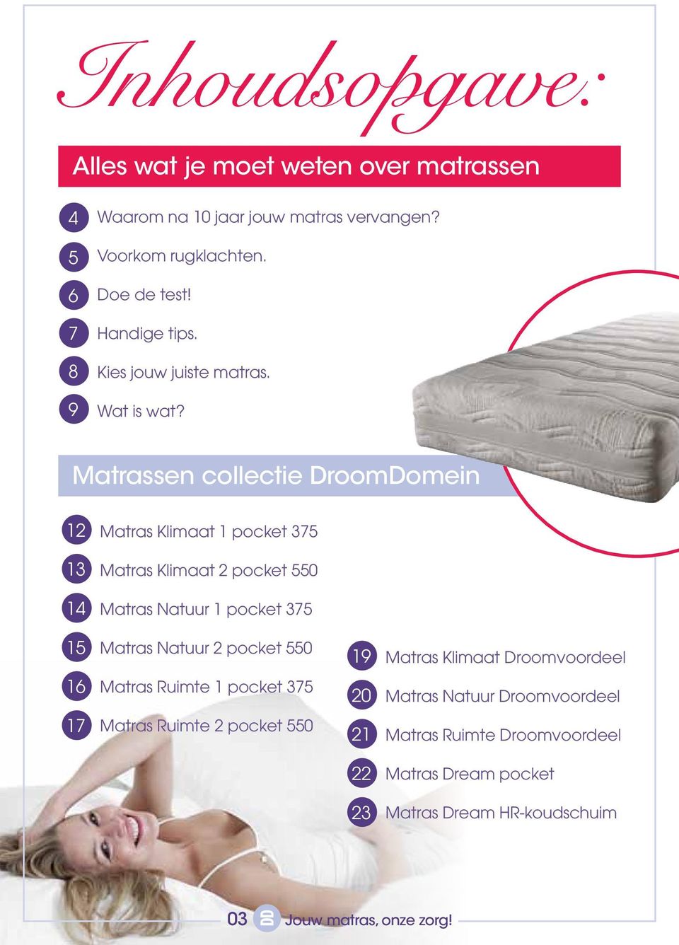 Matrassen collectie DroomDomein 12 Matras Klimaat 1 pocket 375 13 Matras Klimaat 2 pocket 550 14 Matras Natuur 1 pocket 375 15 Matras Natuur 2