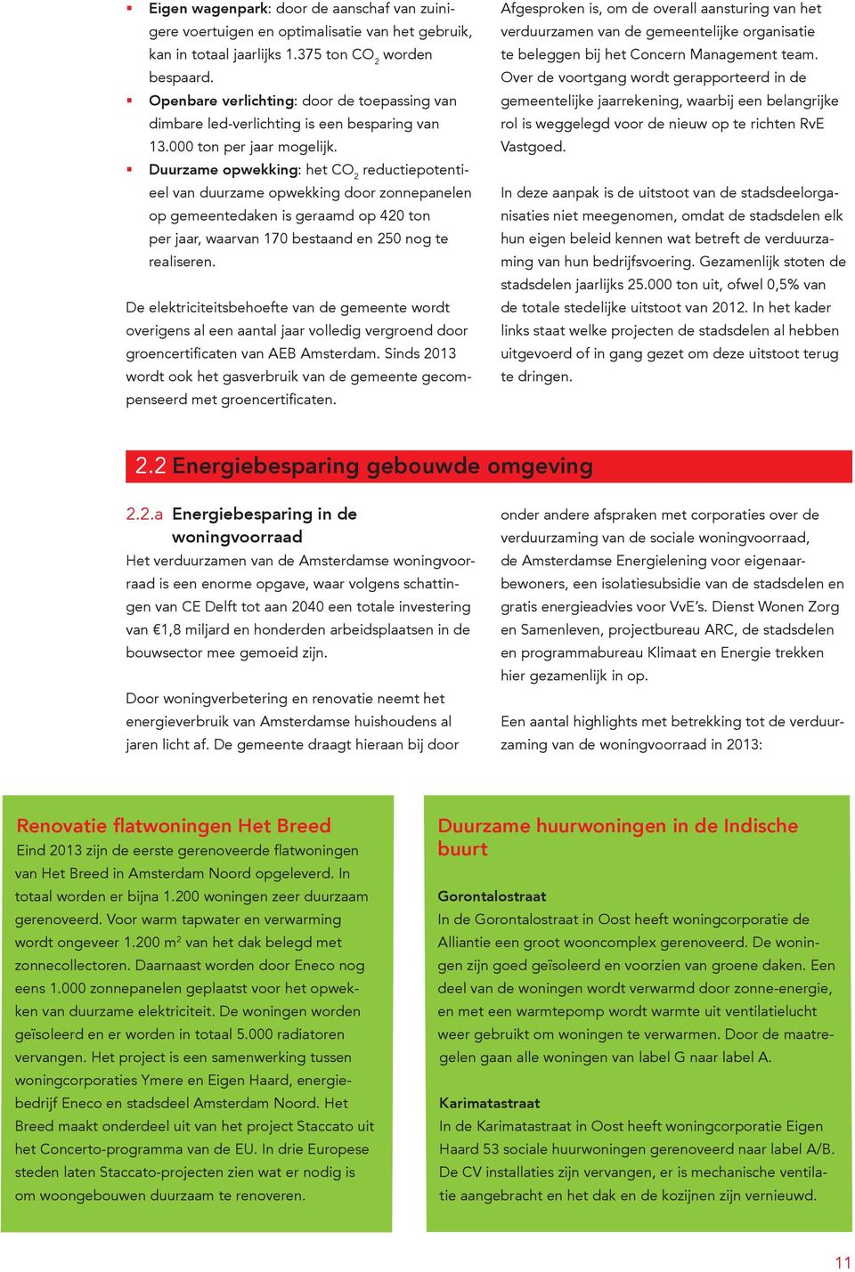 Duurzame opwekking: het CO 2 reductiepotentieel van duurzame opwekking door zonnepanelen op gemeentedaken is geraamd op 420 ton per jaar, waarvan 170 bestaand en 250 nog te realiseren.