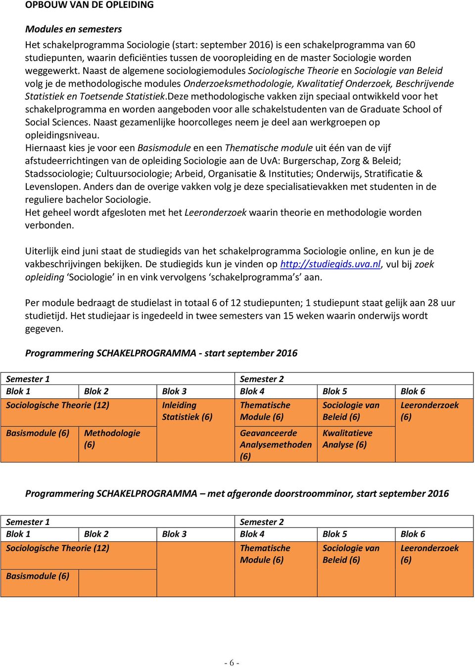 Naast de algemene sociologiemodules Sociologische Theorie en Sociologie van Beleid volg je de methodologische modules Onderzoeksmethodologie, Kwalitatief Onderzoek, Beschrijvende Statistiek en