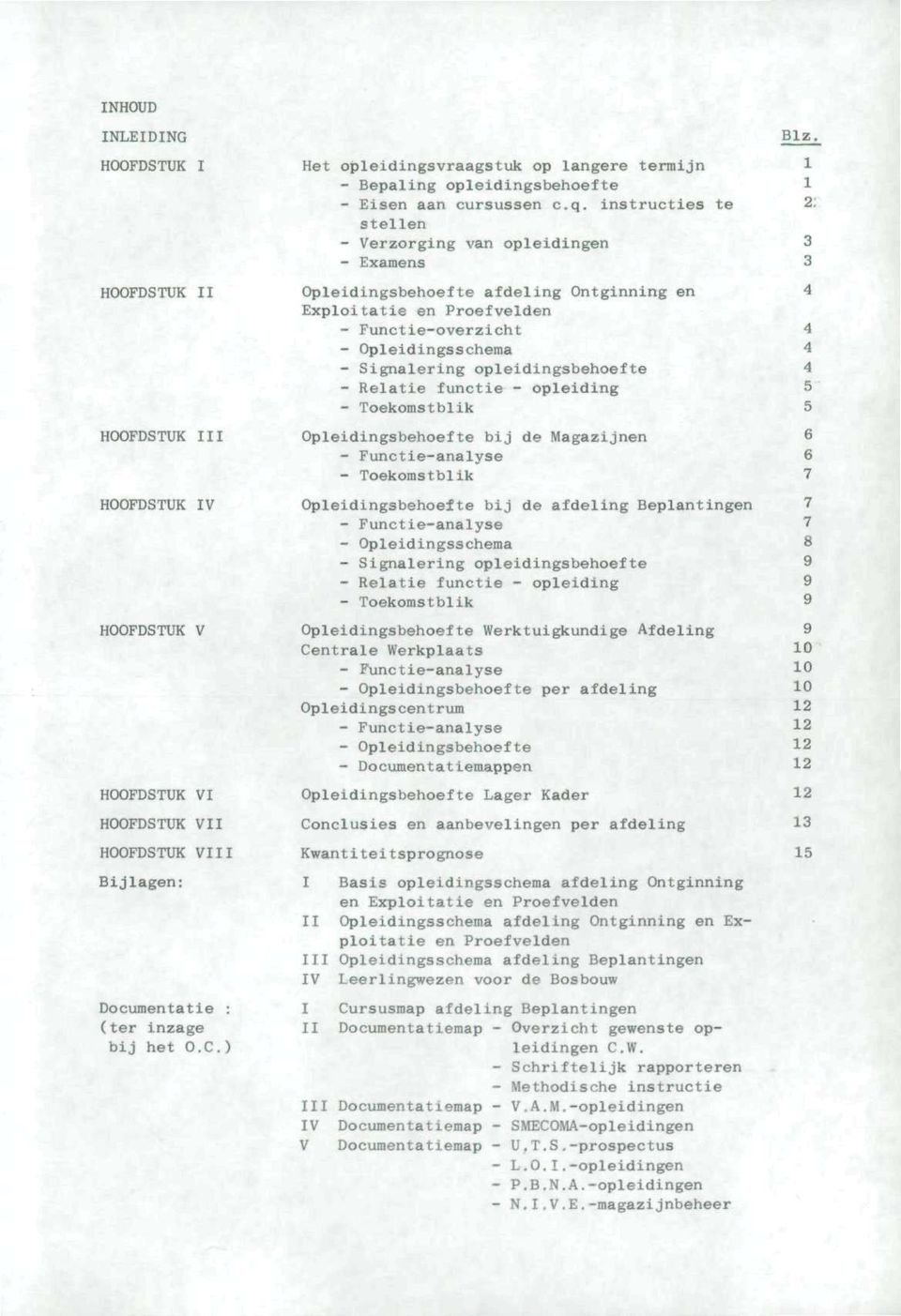 instructies te stellen - Verzorging vn opleidingen - Exmens Opleidingsbehoefte fdeling Ontginning en Exploittie en Proefvelden - Functie-overzicht - Opleidingsschem - Signlering opleidingsbehoefte -