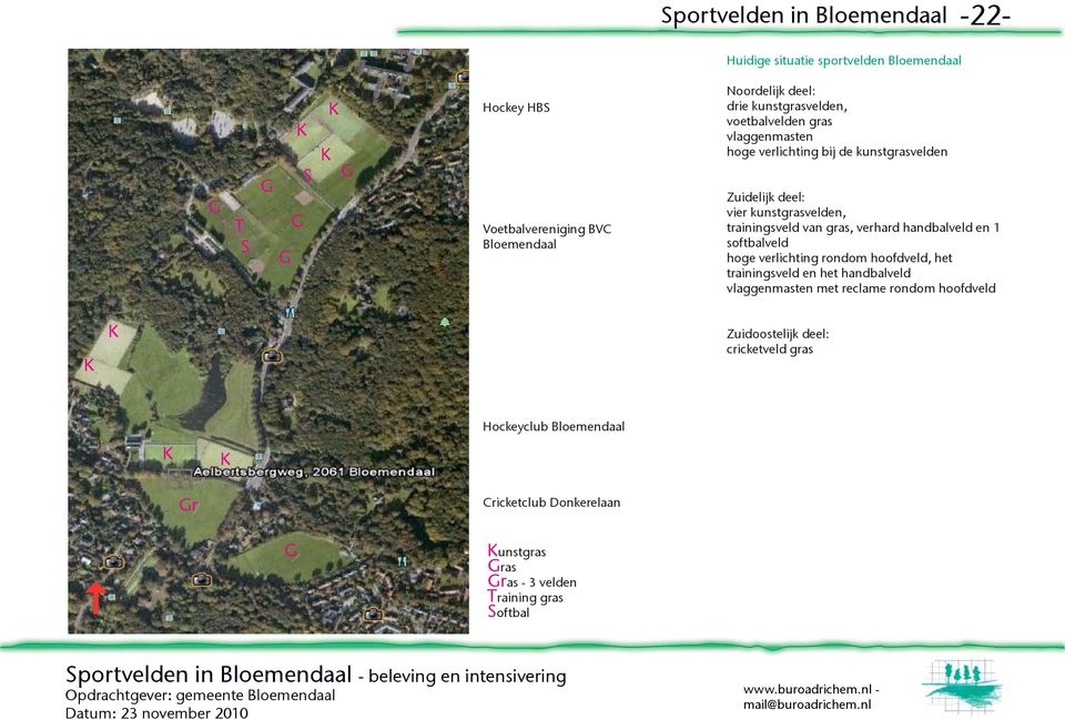 van gras, verhard handbalveld en 1 softbalveld hoge verlichting rondom hoofdveld, het trainingsveld en het handbalveld vlaggenmasten met reclame rondom