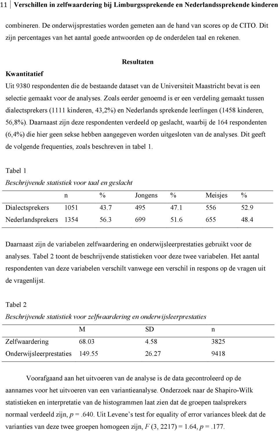 Resultaten Kwantitatief Uit 9380 respondenten die de bestaande dataset van de Universiteit Maastricht bevat is een selectie gemaakt voor de analyses.