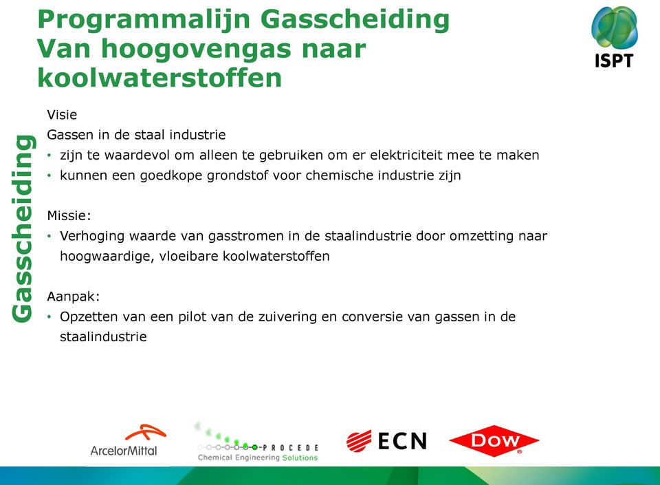 chemische industrie zijn Missie: Verhoging waarde van gasstromen in de staalindustrie door omzetting naar