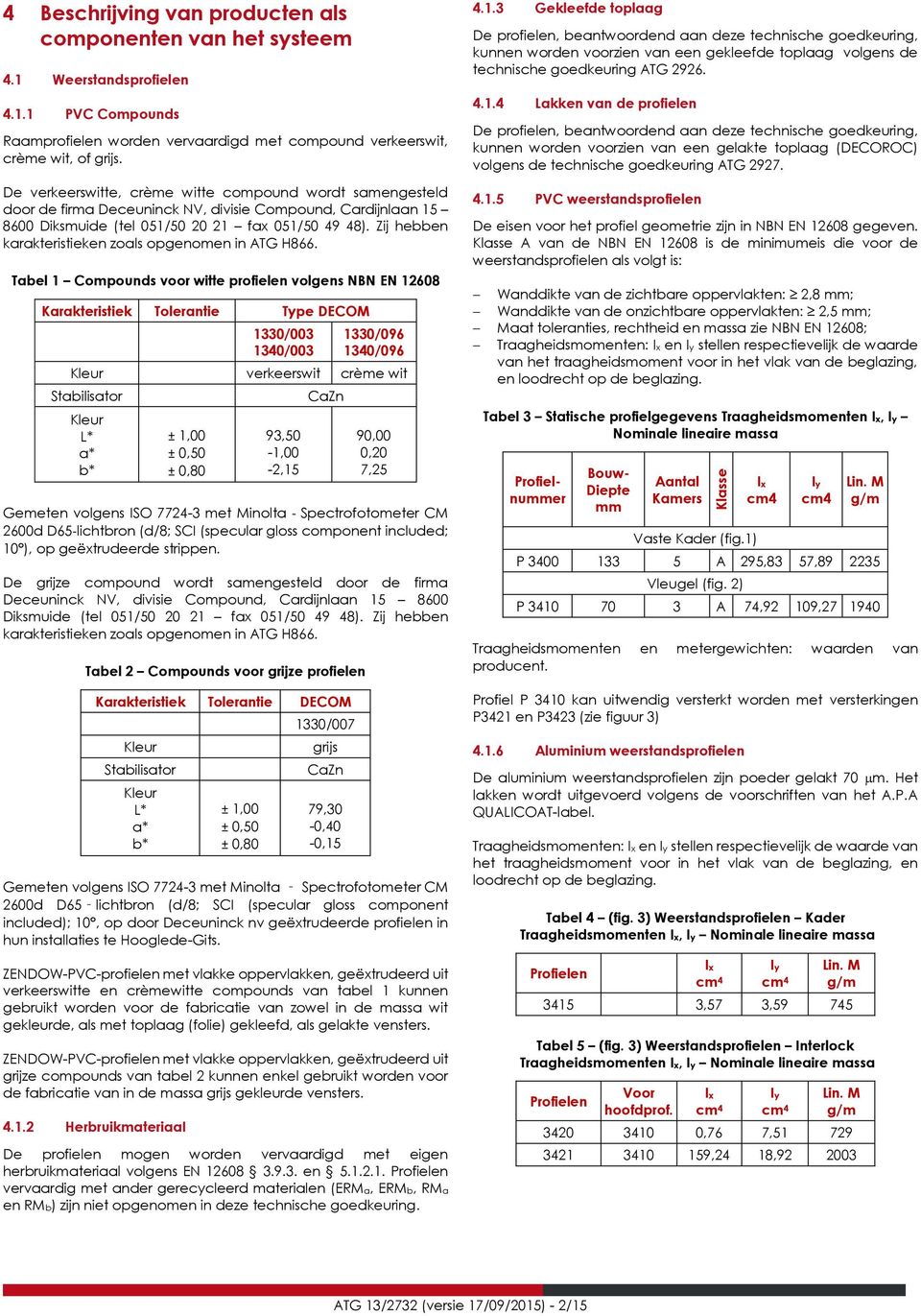 Zij hebben karakteristieken zoals opgenomen in ATG H866.