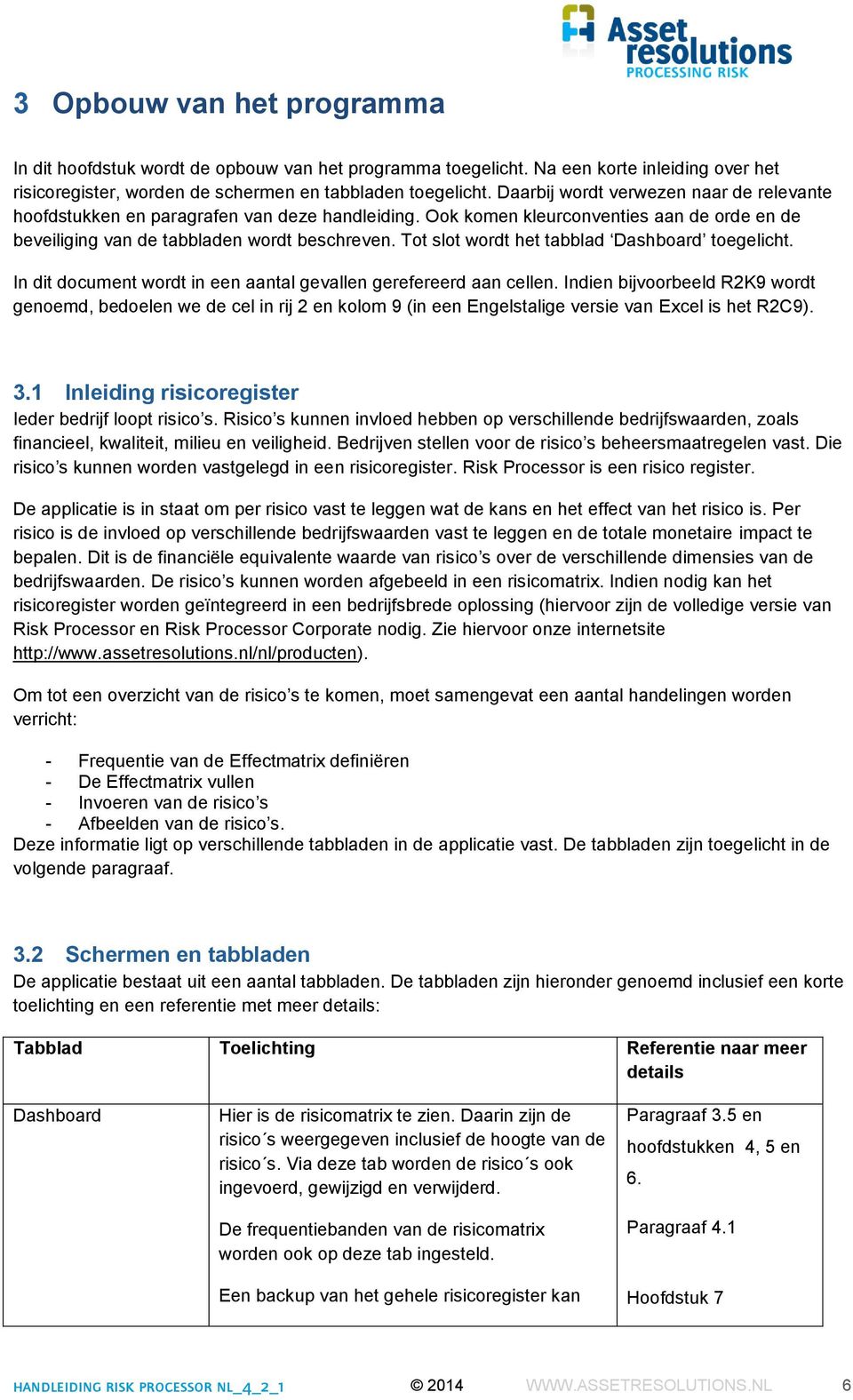 Tot slot wordt het tabblad Dashboard toegelicht. In dit document wordt in een aantal gevallen gerefereerd aan cellen.