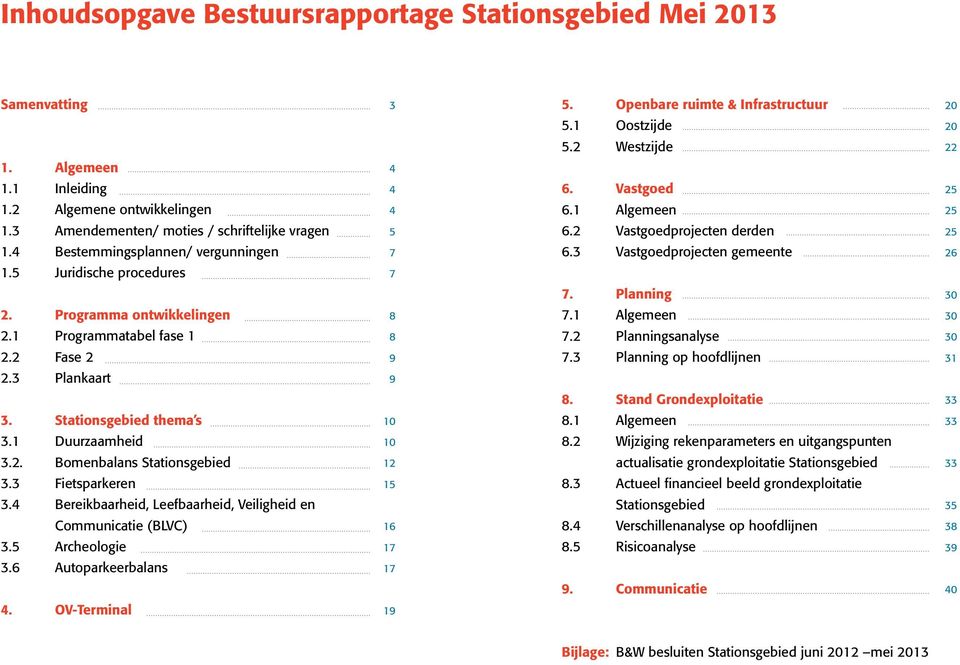 3 Fietsparkeren 3.4 Bereikbaarheid, Leefbaarheid, Veiligheid en Communicatie (BLVC) 3.5 Archeologie 3.6 Autoparkeerbalans 4. OV-Terminal 3 4 4 4 5 7 7 8 8 9 9 10 10 12 15 16 17 17 19 5.