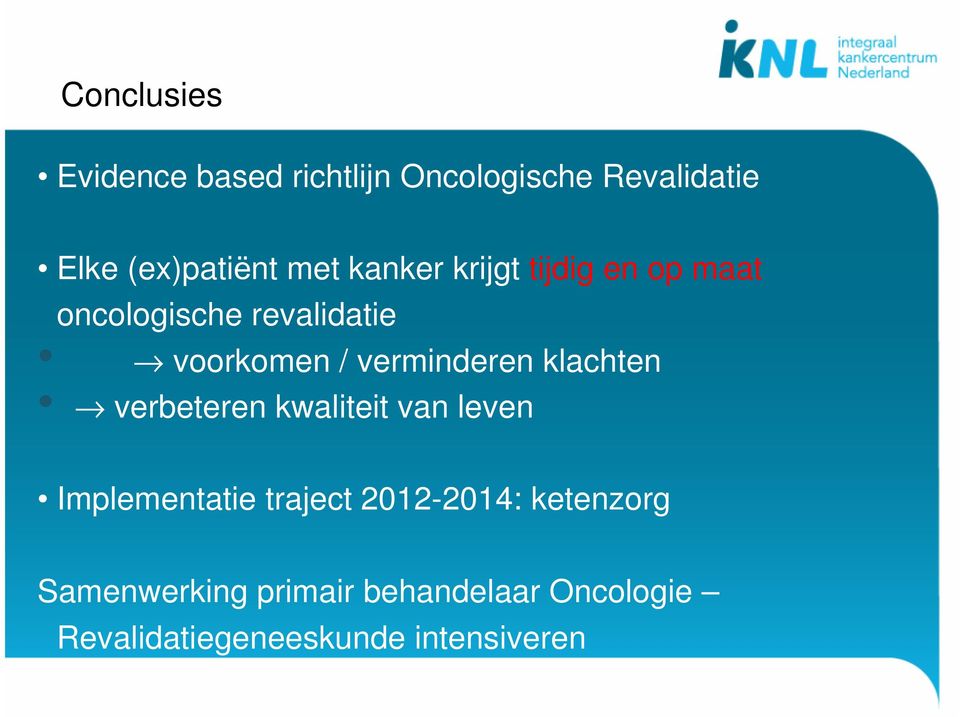 verminderen klachten verbeteren kwaliteit van leven Implementatie traject