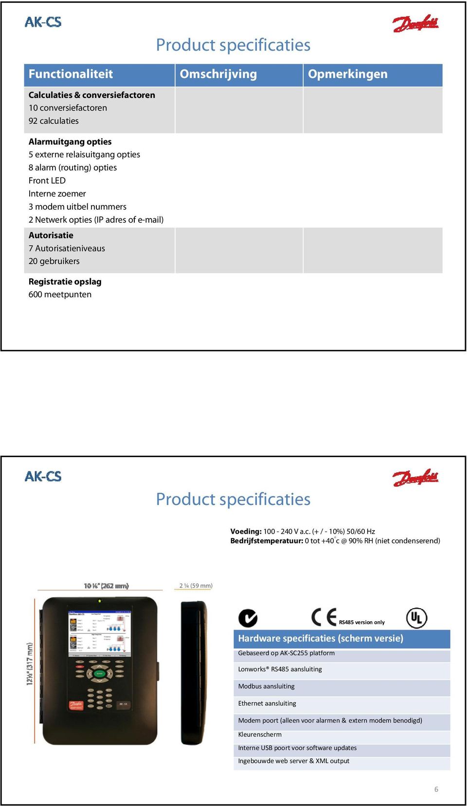 Voeding: 100-240 V a.c.