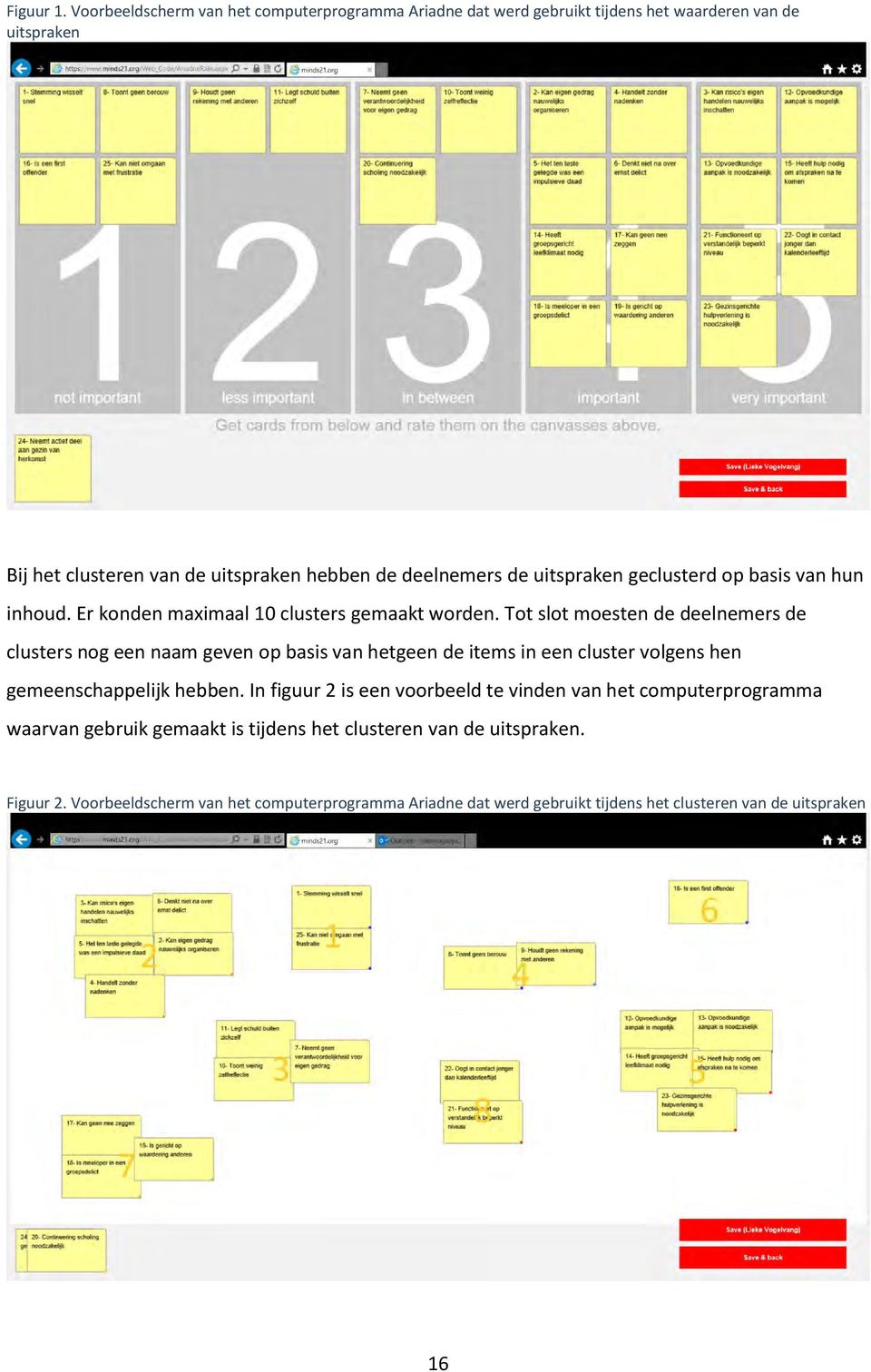 uitspraken geclusterd op basis van hun inhoud. Er konden maximaal 10 clusters gemaakt worden.