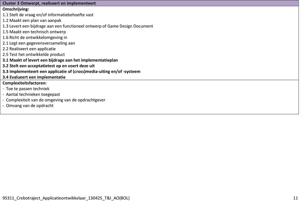 2 Realiseert een applicatie 2.5 Test het ontwikkelde product 3.1 Maakt of levert een bijdrage aan het implementatieplan 3.2 Stelt een acceptatietest op en voert deze uit 3.