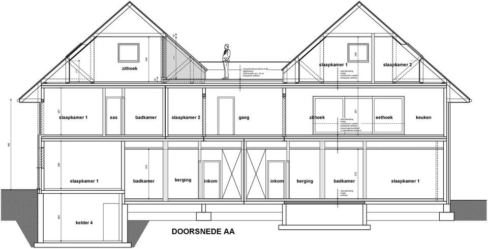 - bestaande welfsels 492 260 260 257 slaapkamer 1 sas badkamer slaapkamer 2 270 slaapkamer 1 badkamer inkom inkom badkamer slaapkamer 1