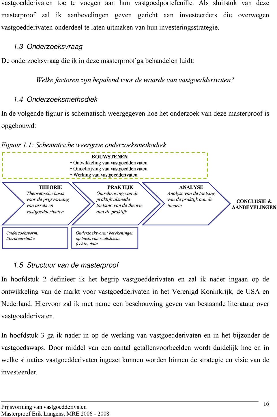 3 Onderzoeksvraag De onderzoeksvraag die ik in deze masterproof ga behandelen luidt: Welke factoren zijn bepalend voor de waarde van vastgoedderivaten? 1.