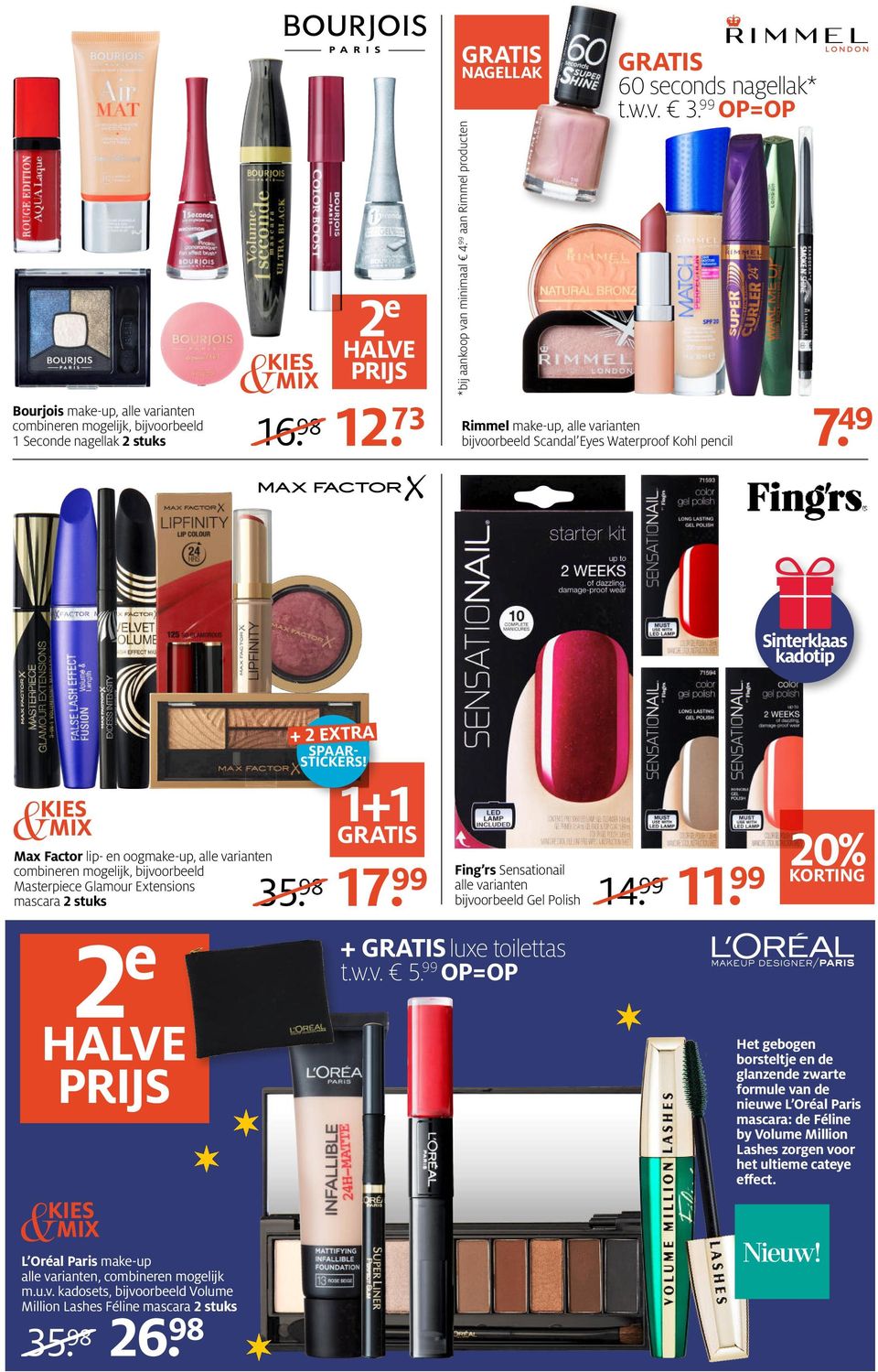 49 Sinterklaas kadotip Max Factor lip- en oogmake-up, alle varianten combineren mogelijk, bijvoorbeeld Masterpiece Glamour Extensions + 2 EXTRA SPAAR- STICKERS! 1+1 mascara 2 stuks 35. 98 17.