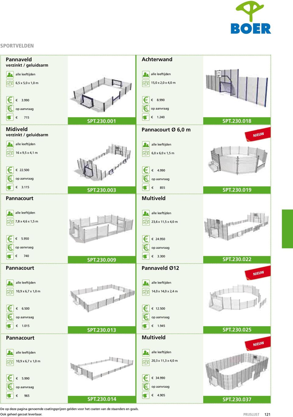 230.009 3.300 Pannaveld Ø12 SPT.230.022 10,9 x 6,7 x 1,0 m 14,0 x 14,0 x 2,4 m 6.500 12.500 1.015 Pannacourt SPT.230.013 1.945 Multiveld SPT.230.025 10,9 x 6,7 x 1,0 m 20,3 x 11,3 x 4,0 m 5.