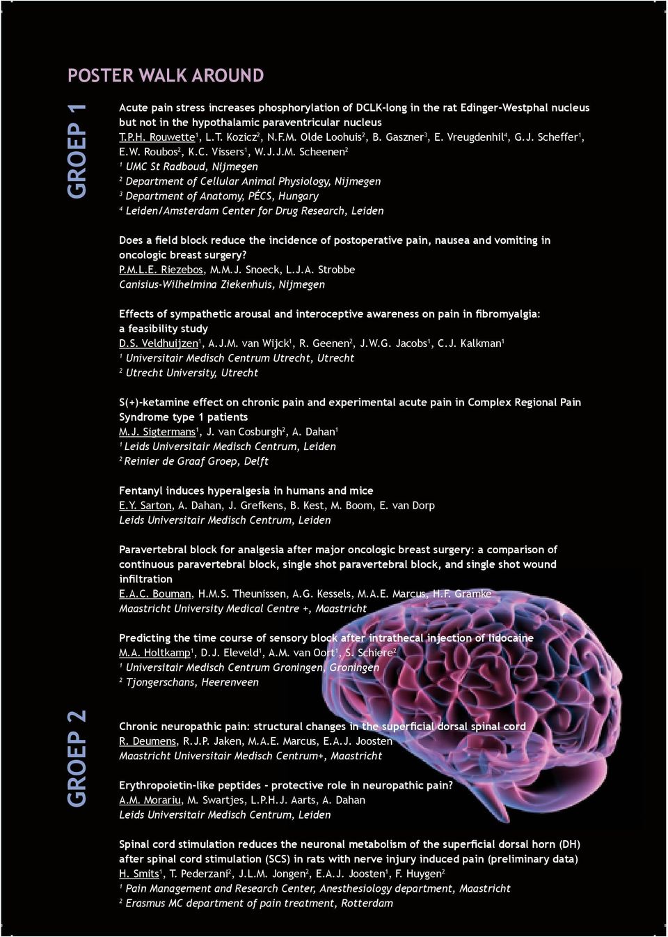 of Anatomy, PÉCS, Hungary 4 Leiden/Amsterdam Center for Drug Research, Leiden Does a field block reduce the incidence of postoperative pain, nausea and vomiting in oncologic breast surgery? P.M.L.E.