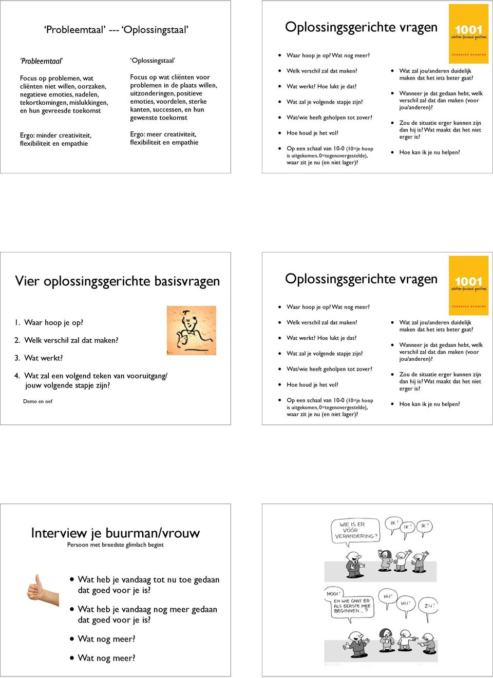 kanten, successen, en hun gewenste toekomst Ergo: meer creativiteit, flexibiliteit en empathie Waar hoop je op? Wat nog meer? Welk verschil zal dat maken? Wat werkt? Hoe lukt je dat?