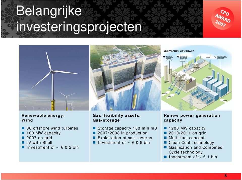 2 bln Gas flexibility assets: Gas-storage Storage capacity 180 mln m3 2007/2008 in production Exploitation of salt