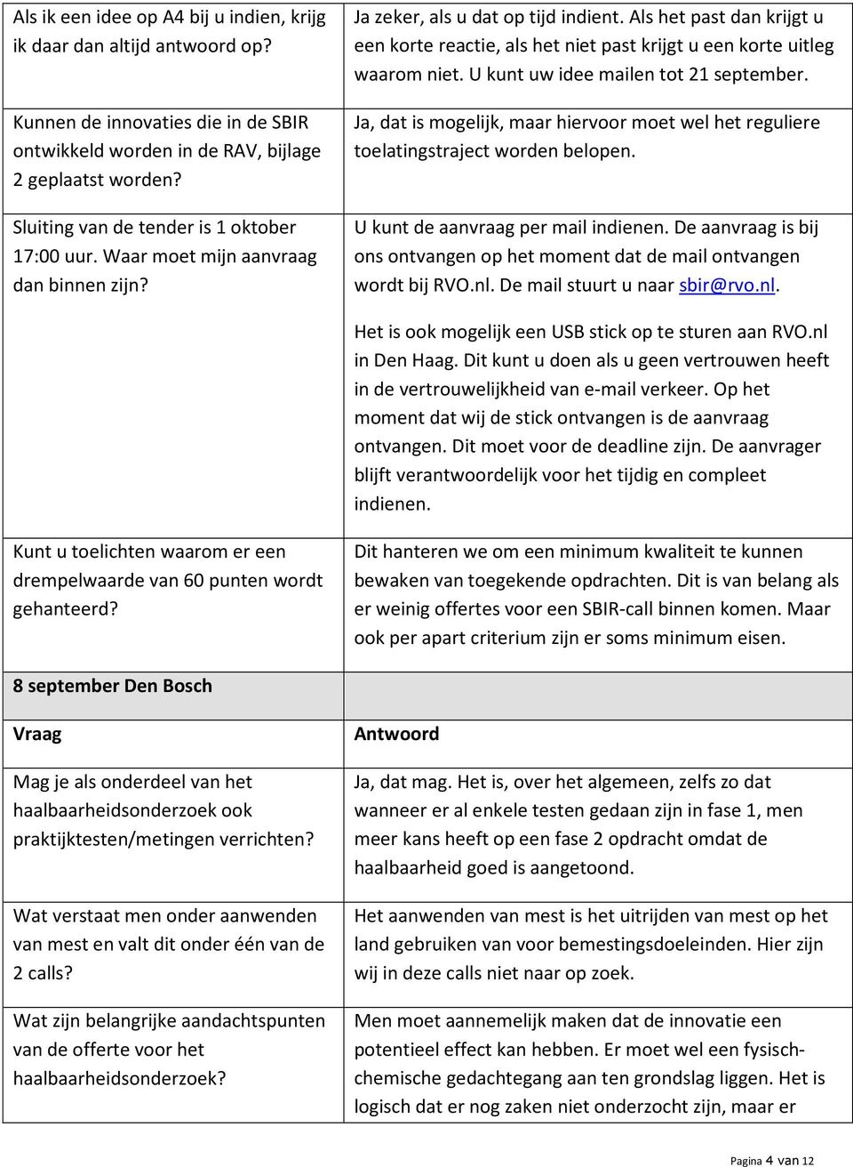 Als het past dan krijgt u een korte reactie, als het niet past krijgt u een korte uitleg waarom niet. U kunt uw idee mailen tot 21 september.