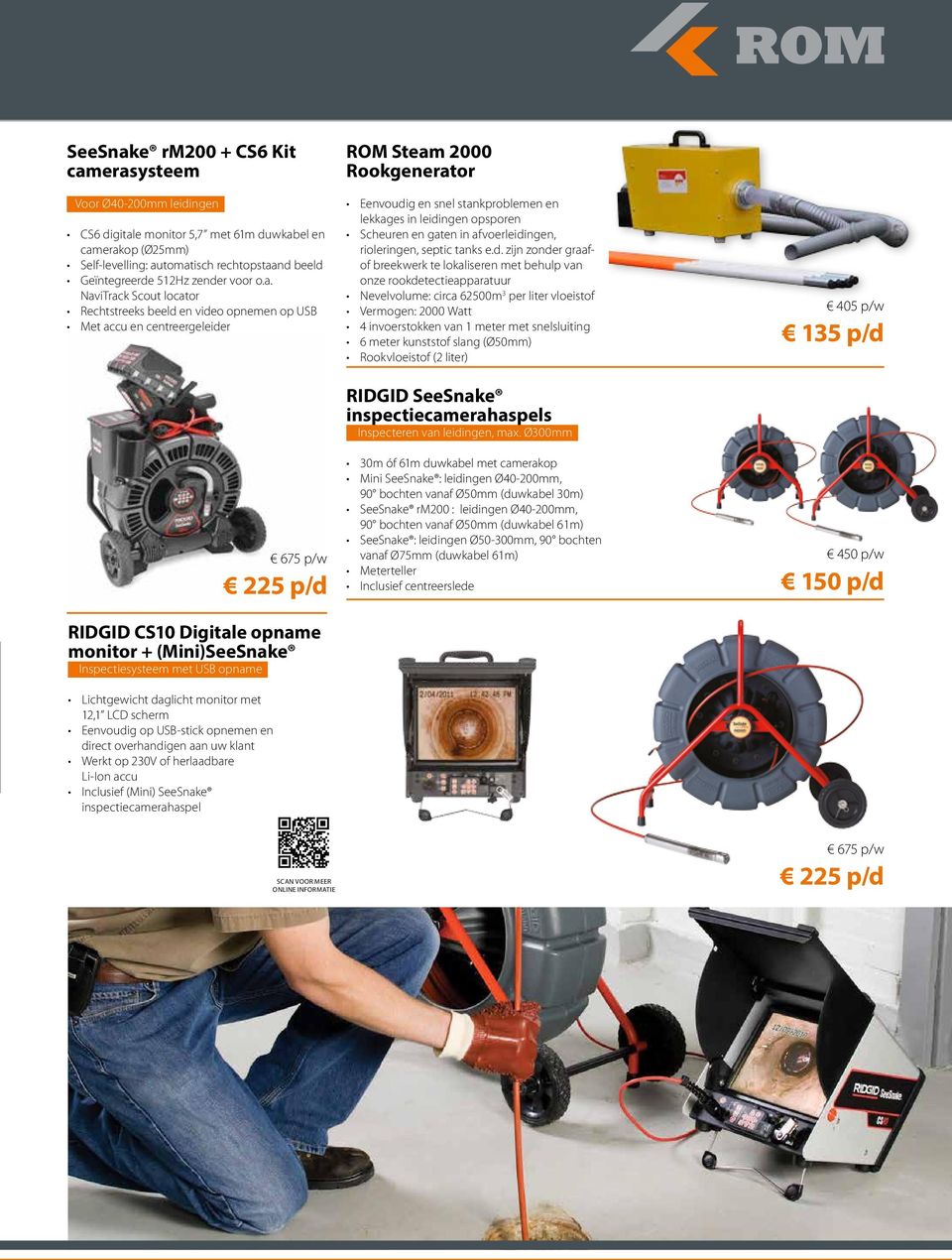 NaviTrack Scout locator Rechtstreeks beeld en video opnemen op USB Met accu en centreergeleider 675 p/w 225 p/d RIDGID CS10 Digitale opname monitor + (Mini)SeeSnake Inspectiesysteem met USB opname