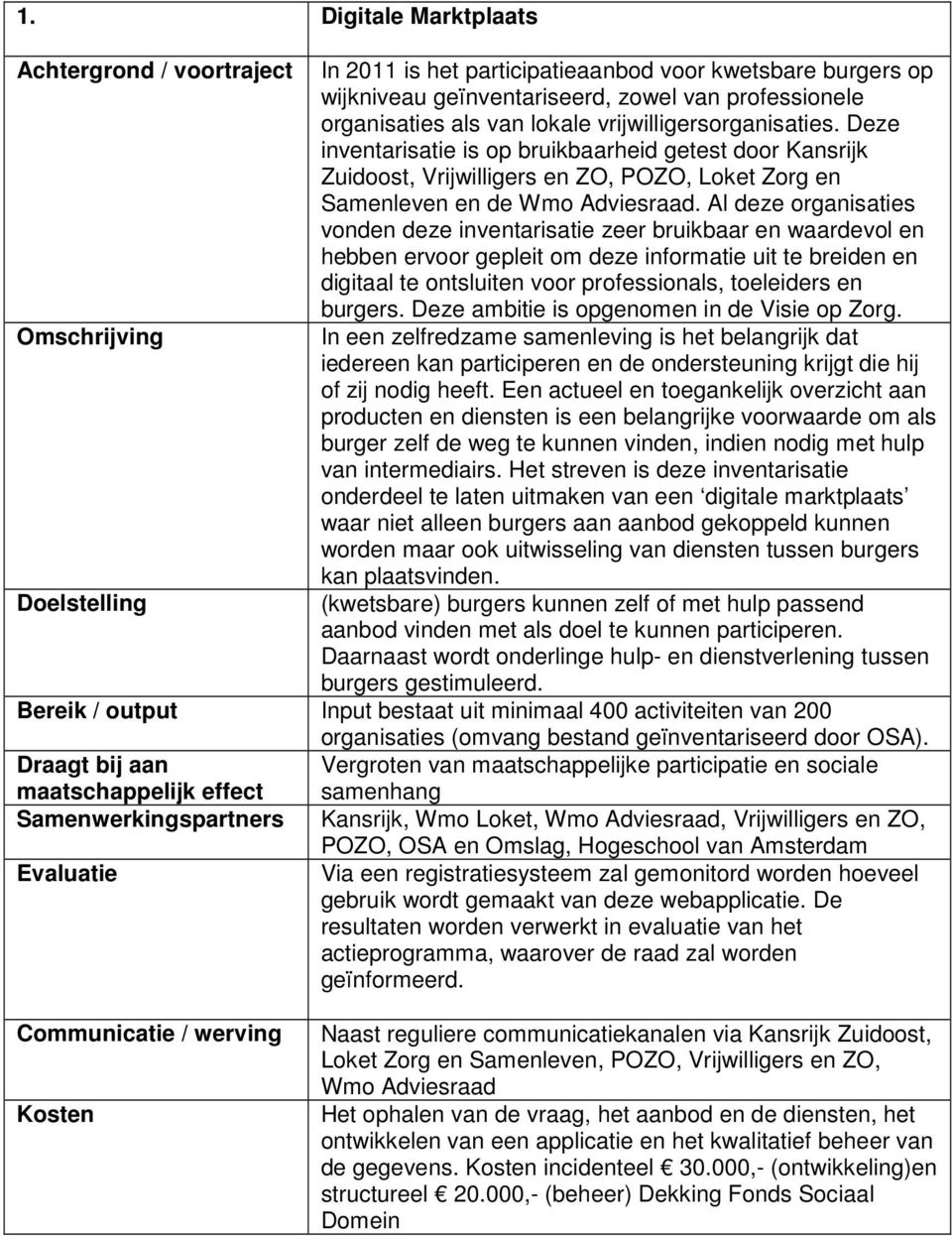 Al deze organisaties vonden deze inventarisatie zeer bruikbaar en waardevol en hebben ervoor gepleit om deze informatie uit te breiden en digitaal te ontsluiten voor professionals, toeleiders en