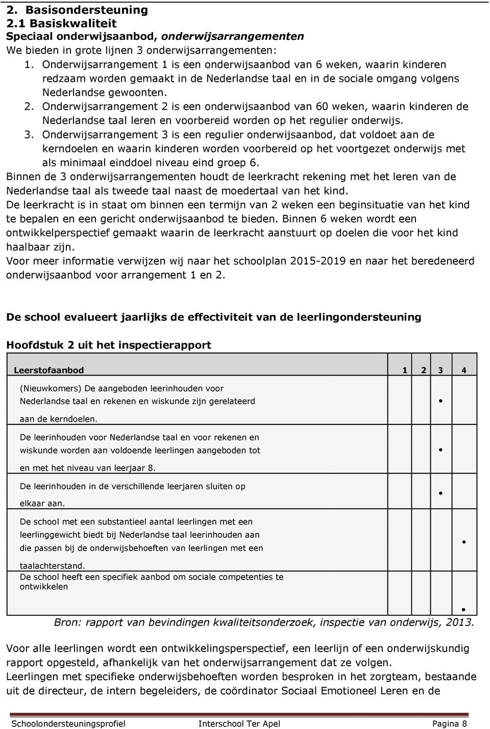 Onderwijsarrangement 2 is een onderwijsaanbod van 60 weken, waarin kinderen de Nederlandse taal leren en voorbereid worden op het regulier onderwijs. 3.