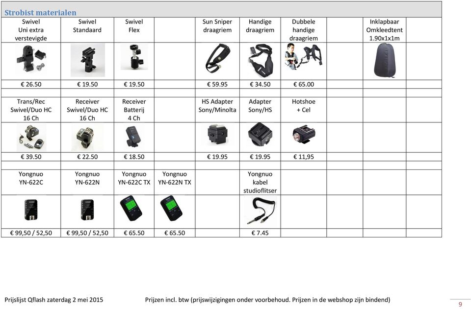 00 Trans/Rec Swivel/Duo HC 16 Ch Receiver Swivel/Duo HC 16 Ch Receiver Batterij 4 Ch HS Adapter Sony/Minolta Adapter