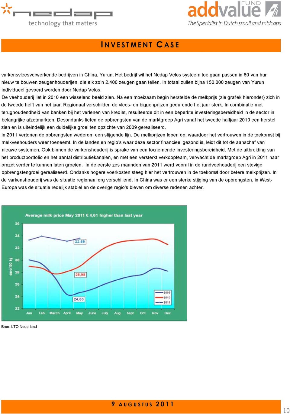 Na een moeizaam begin herstelde de melkprijs (zie grafiek hieronder) zich in de tweede helft van het jaar. Regionaal verschilden de vlees- en biggenprijzen gedurende het jaar sterk.