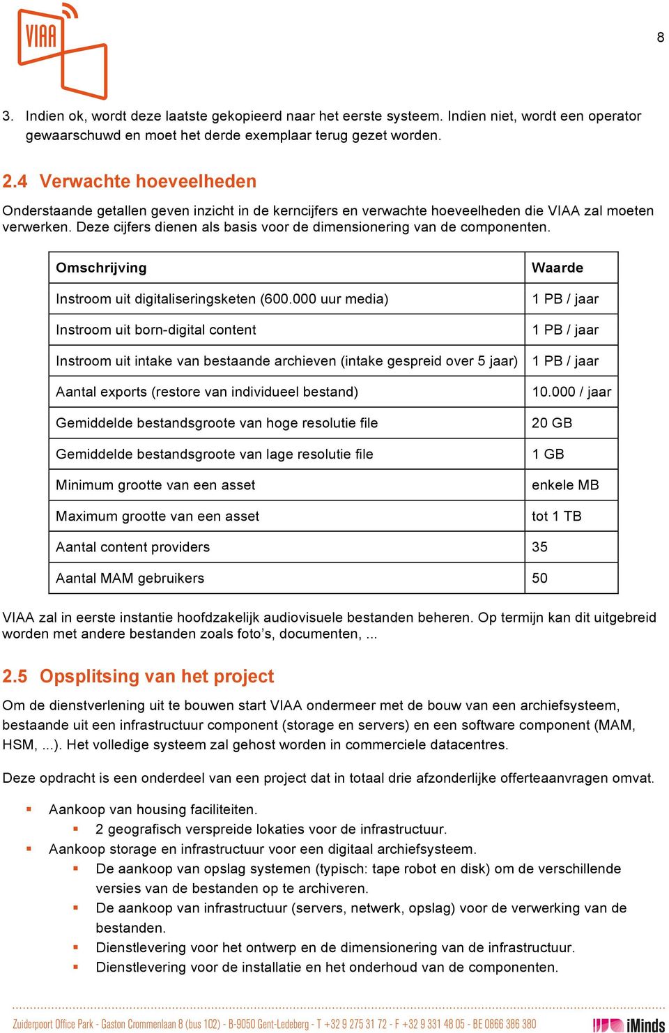 Deze cijfers dienen als basis voor de dimensionering van de componenten. Omschrijving Waarde Instroom uit digitaliseringsketen (600.