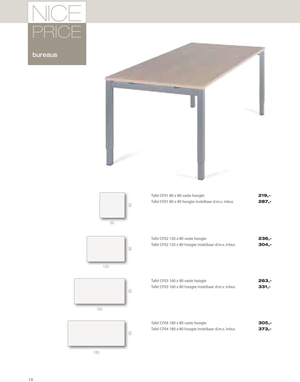 inbus 287,- 80 80 Tafel CF02 120 x 80 va